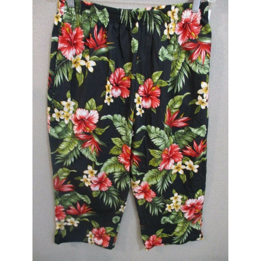 Hawaiian Reserve Collection Elastic Waist Floral Capri Pants Size 2XL NWT Made i